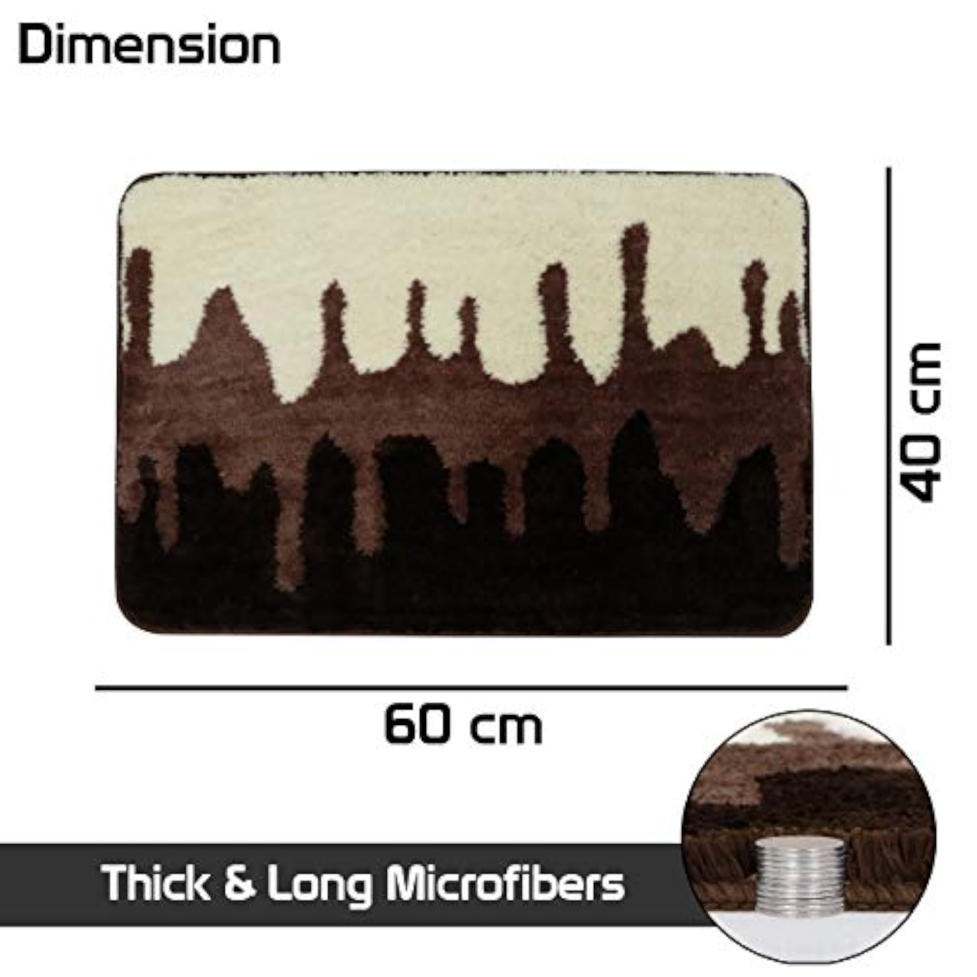 Soft Microfiber Bathmats for Floor, Brown, 40x60cm
